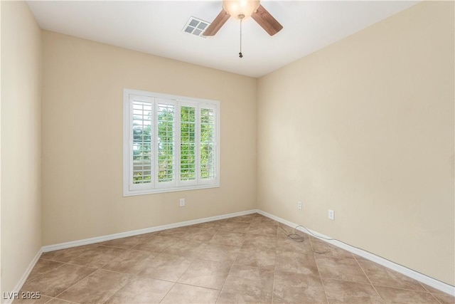 2489 Black River Falls Dr, Henderson, NV 89044 - empty room with baseboards, ceiling fan, light tile patterned flooring, and visible vents