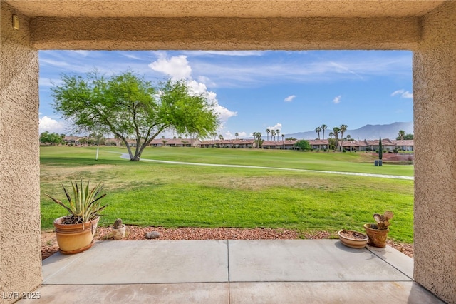 1074 Chaparral Dr, Mesquite, NV 89027 - view of patio / terrace featuring golf course view, a residential view, and a mountain view