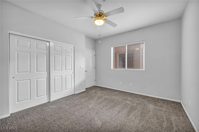 1074 Chaparral Dr, Mesquite, NV 89027 - unfurnished bedroom with carpet, a closet, and a ceiling fan