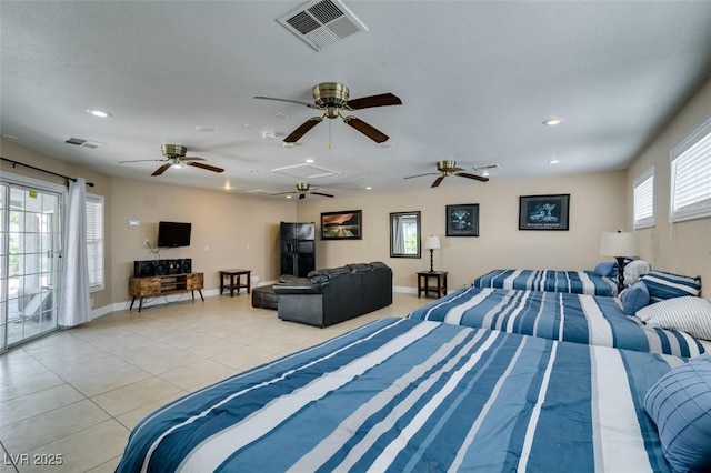 6520 Turtle Hill Rd, Las Vegas, NV 89110 - bedroom featuring attic access, light tile patterned flooring, visible vents, and recessed lighting