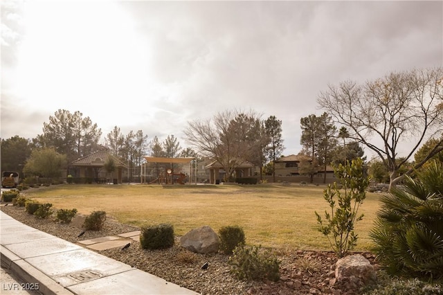 view of yard featuring a playground