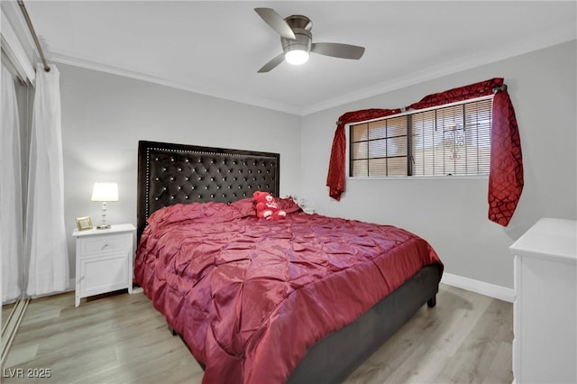 2080 Karen Ave Unit 1, Las Vegas, NV 89169 - bedroom with light wood-style floors, crown molding, ceiling fan, and baseboards