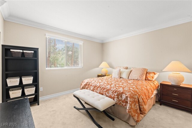 220 E Flamingo Rd Unit 111, Las Vegas, NV 89169 - bedroom with ornamental molding, light colored carpet, and baseboards