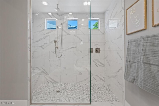 2910 Raywood Ash Dr, Las Vegas, NV 89138 - bathroom with a wealth of natural light and tiled shower