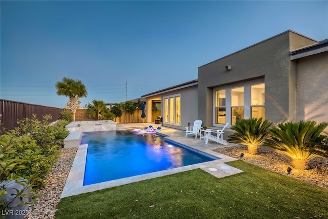 2910 Raywood Ash Dr, Las Vegas, NV 89138 - view of pool featuring a lawn, a patio area, a fenced backyard, and a fenced in pool