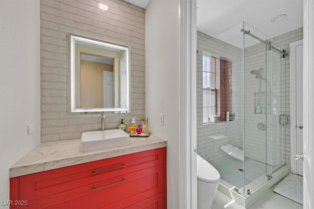 1201 Mersault Ct, Las Vegas, NV 89144 - full bathroom with toilet, vanity, and a stall shower