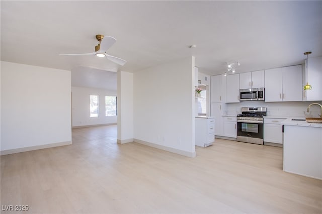 3118 Floral Vista Ave, Henderson, NV 89014 - kitchen featuring light wood-type flooring, stainless steel appliances, light countertops, and open floor plan