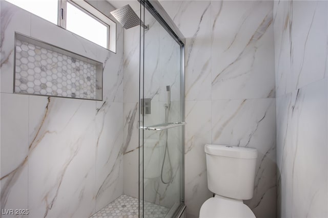 3118 Floral Vista Ave, Henderson, NV 89014 - full bath with tile walls, toilet, and a marble finish shower