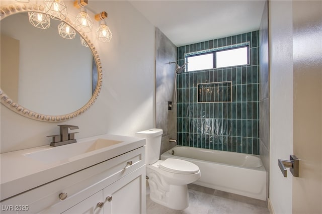3118 Floral Vista Ave, Henderson, NV 89014 - bathroom featuring tile patterned flooring, toilet, vanity, and  shower combination