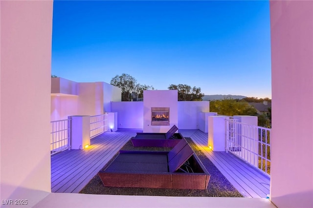 8525 W Verde Way, Las Vegas, NV 89149 - wooden terrace featuring a glass covered fireplace