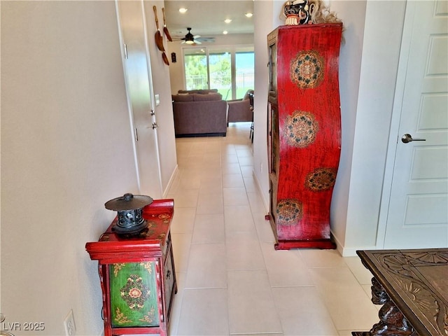 4286 E Cactus Canyon Dr, Pahrump, NV 89061 - hallway with recessed lighting, baseboards, and light tile patterned floors