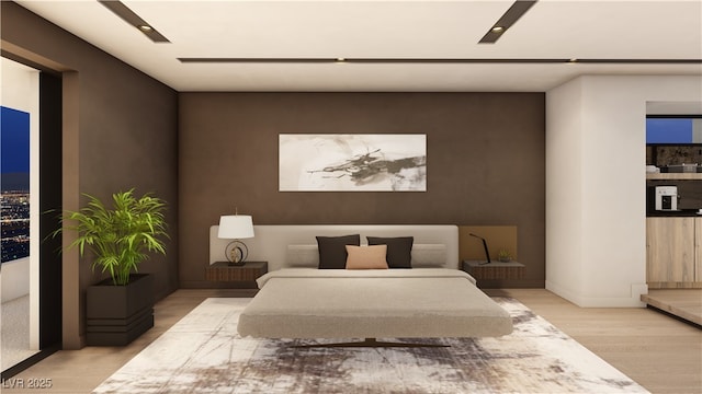 607 Grand Rim Dr, Henderson, NV 89012 - bedroom featuring light wood-style flooring, recessed lighting, and ceiling fan
