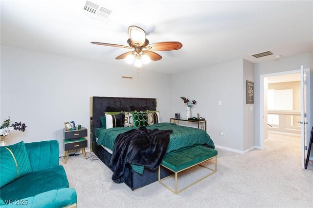 5409 Holding Ave, Las Vegas, NV 89139 - bedroom with ceiling fan, baseboards, visible vents, and carpet