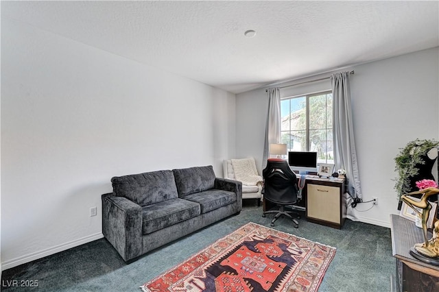 54 Mirage View Dr, Henderson, NV 89011 - office area featuring dark colored carpet, baseboards, and a textured ceiling