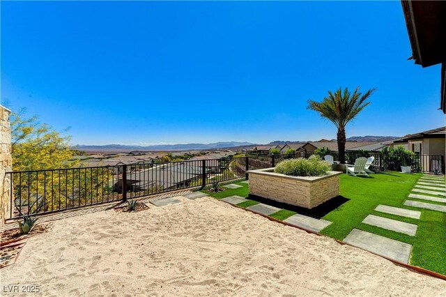 54 Mirage View Dr, Henderson, NV 89011 - view of patio / terrace with fence and a mountain view
