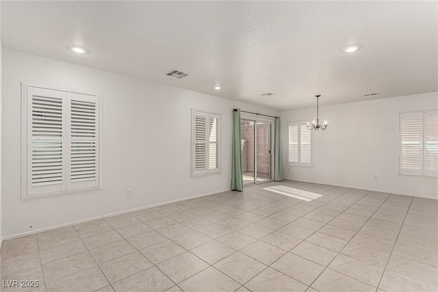 519 Brinkburn Point Ave, Las Vegas, NV 89178 - unfurnished room with a notable chandelier, visible vents, and recessed lighting