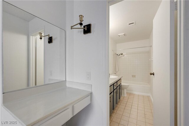 2377 Los Feliz St, Las Vegas, NV 89156 - bathroom with vanity, tile patterned flooring, toilet, and shower / bathtub combination