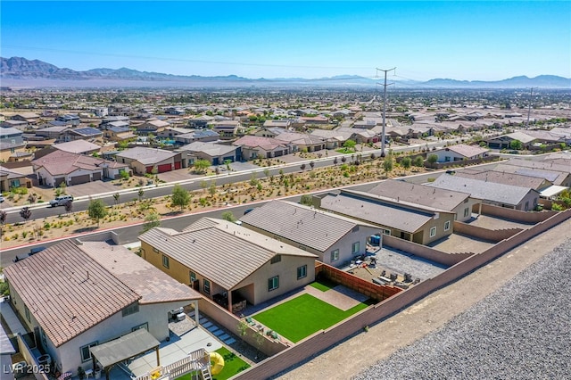 aerial view with a residential view and a mountain view