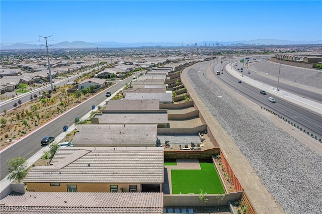 aerial view with a residential view and a mountain view