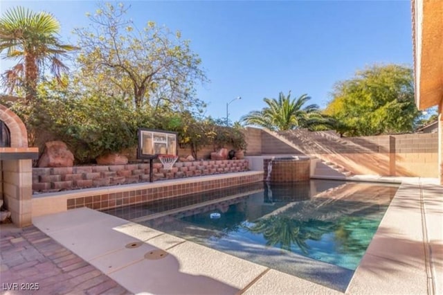 view of pool with a fenced backyard and a fenced in pool