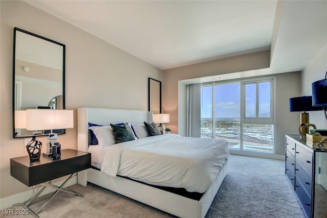carpeted bedroom with access to outside