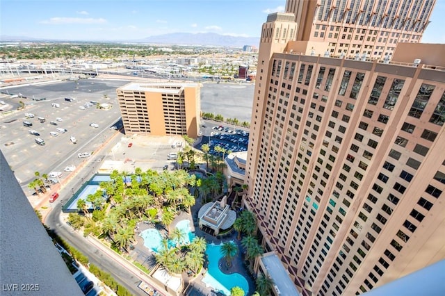birds eye view of property featuring a view of city