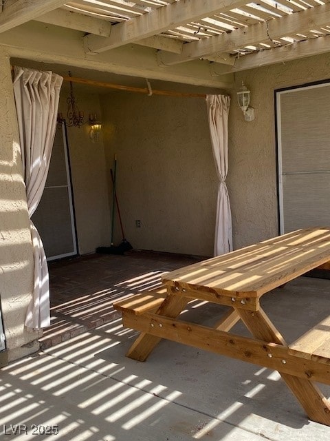 exterior space featuring a pergola