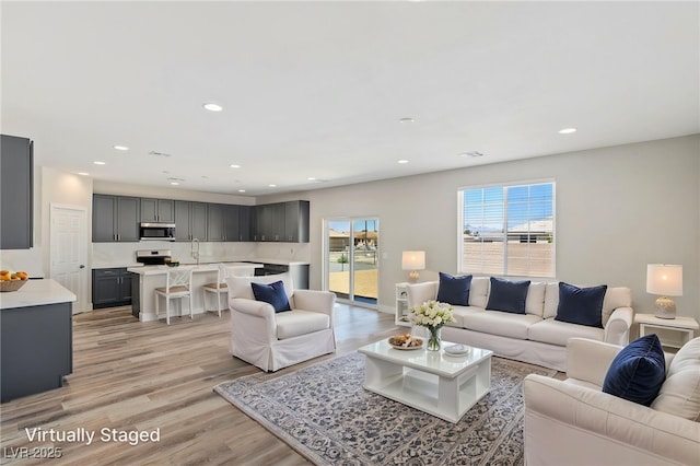 790 Lone Pine Rd, Pahrump, NV 89048 - living room with light wood-style floors and recessed lighting