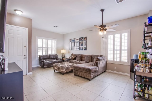 1552 Livingston Dr, Henderson, NV 89012 - living room featuring a ceiling fan and light tile patterned floors