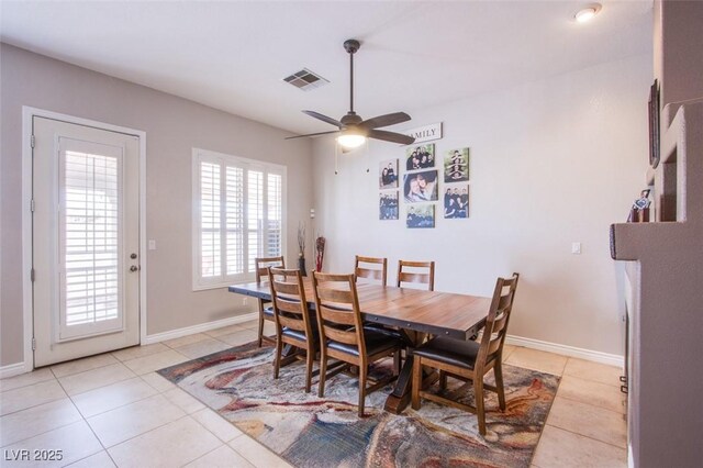 1552 Livingston Dr, Henderson, NV 89012 - dining space featuring light tile patterned flooring and ceiling fan