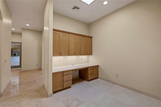 1665 Liege Dr, Henderson, NV 89012 - unfurnished office with built in desk, visible vents, baseboards, and recessed lighting