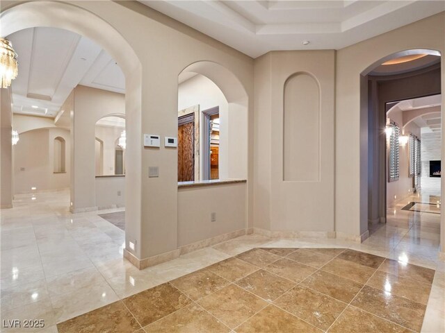 1665 Liege Dr, Henderson, NV 89012 - corridor with baseboards and a raised ceiling