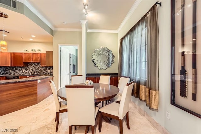 2455 W Serene Ave Unit 923, Las Vegas, NV 89123 - dining room with crown molding and light marble finish flooring