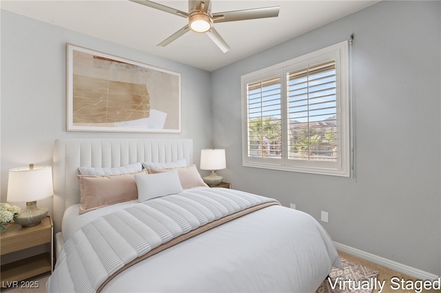 11784 Golden Moments Ave, Las Vegas, NV 89138 - bedroom with carpet floors, a ceiling fan, and baseboards