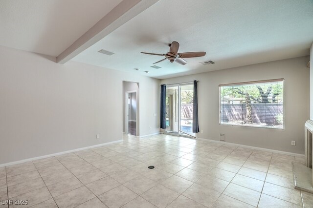 2647 Ivoryhill St, Las Vegas, NV 89135 - spare room with ceiling fan, baseboards, visible vents, and light tile patterned floors