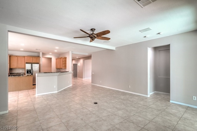 2647 Ivoryhill St, Las Vegas, NV 89135 - unfurnished living room featuring recessed lighting, baseboards, ceiling fan, and a sink