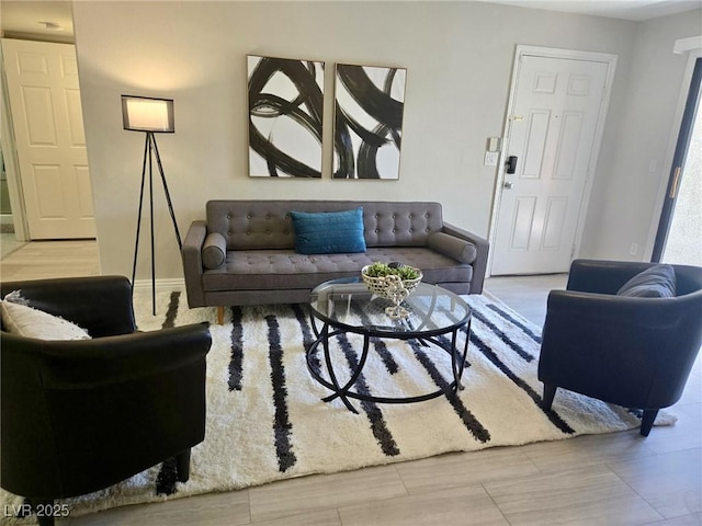 living area with baseboards