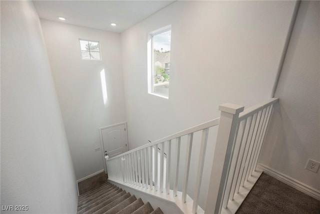 376 Yellow Finch Ln, Henderson, NV 89012 - staircase featuring recessed lighting and carpet floors