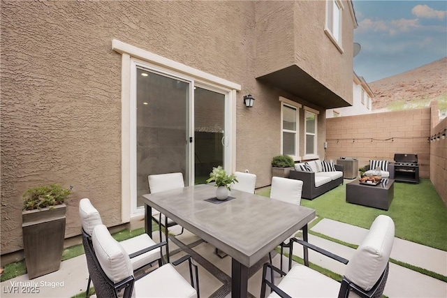 376 Yellow Finch Ln, Henderson, NV 89012 - view of patio / terrace with outdoor lounge area, outdoor dining space, and grilling area