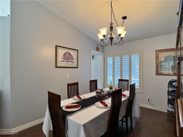 2022 Big Bend Way, Henderson, NV 89074 - dining room featuring a chandelier, dark wood-type flooring, and lofted ceiling