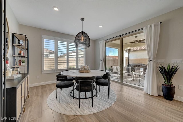 6544 Sandero Springs St, Las Vegas, NV 89166 - dining area featuring recessed lighting, plenty of natural light, light wood finished floors, and baseboards