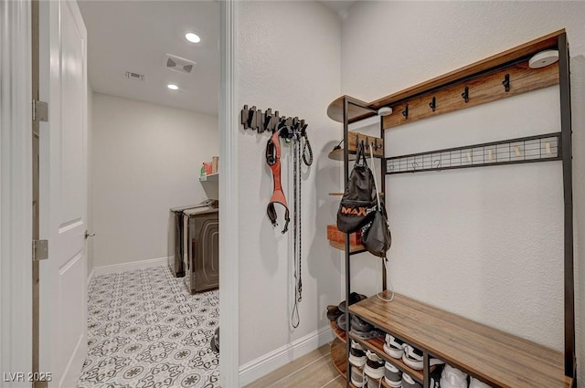6544 Sandero Springs St, Las Vegas, NV 89166 - mudroom with recessed lighting, visible vents, and baseboards
