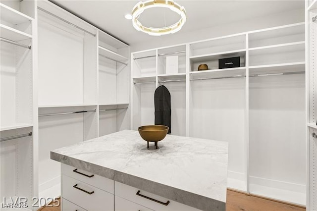 spacious closet featuring light wood-type flooring