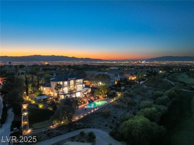 aerial view with a mountain view