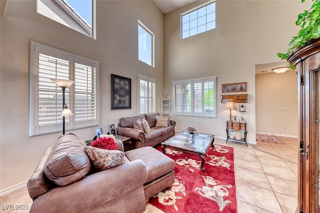 2733 Auchmull St, Henderson, NV 89044 - living room with a towering ceiling and light tile patterned floors