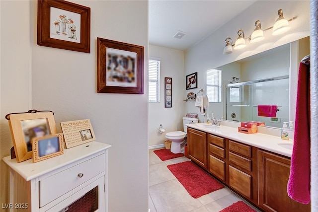 2733 Auchmull St, Henderson, NV 89044 - bathroom with double vanity, a stall shower, and tile patterned flooring