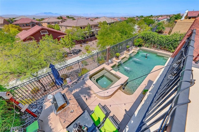 2733 Auchmull St, Henderson, NV 89044 - view of pool with a residential view, a pool with connected hot tub, and a patio area