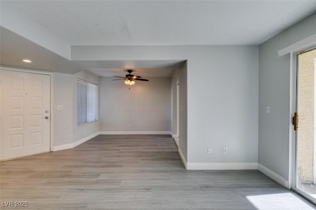 1550 Jamielinn Ln Unit 102, Las Vegas, NV 89110 - entryway featuring a ceiling fan, baseboards, light wood-type flooring, plenty of natural light, and recessed lighting
