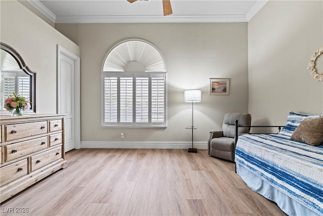 4624 Leon De Oro Dr, Las Vegas, NV 89129 - bedroom with light wood-type flooring, baseboards, and ornamental molding