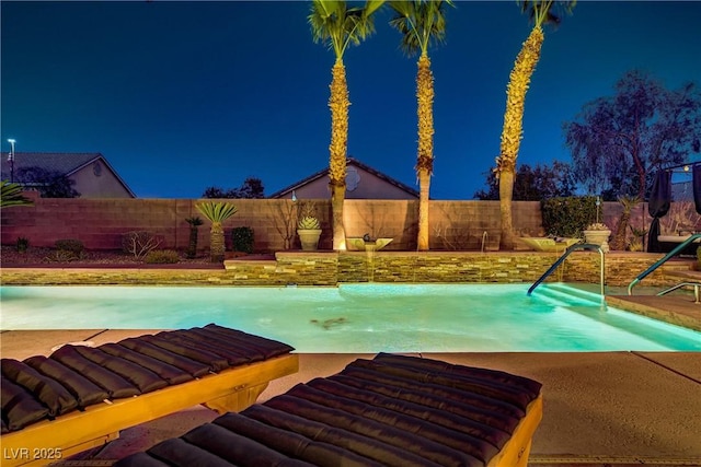 4624 Leon De Oro Dr, Las Vegas, NV 89129 - pool at twilight with a fenced backyard